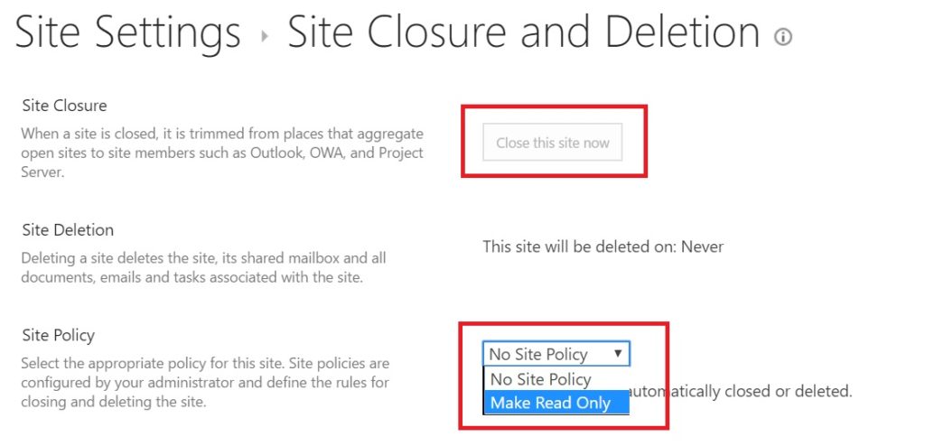 Select Site Policy