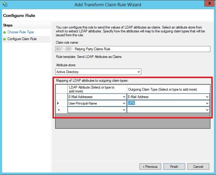 ADFS Claims Configuration 