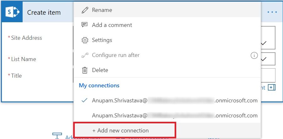 Add List Connection