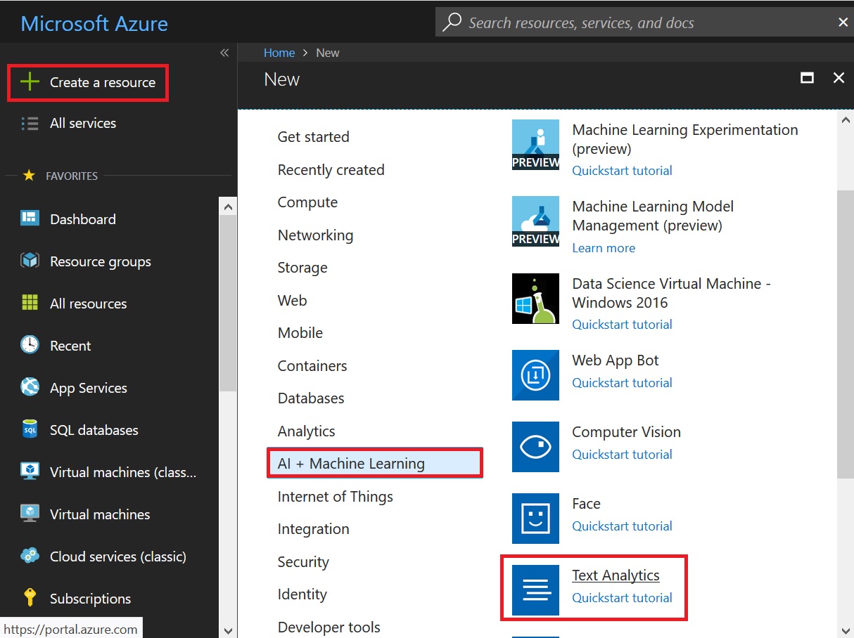 Create Azure Text Analytics Service
