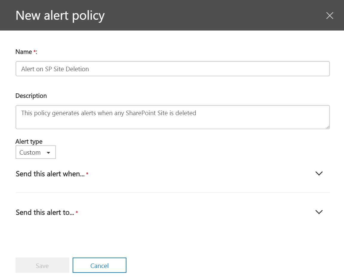 New Activity Alerts Policy